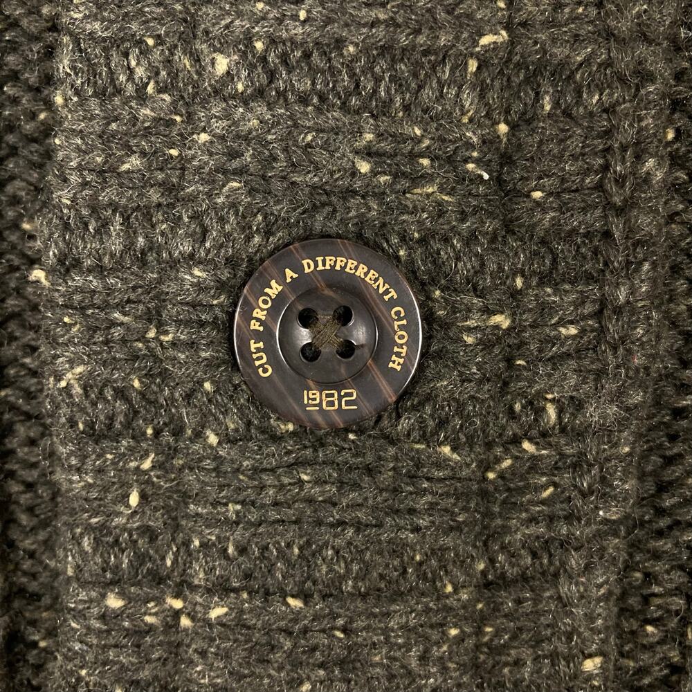 Nwot NEXT Sweater Men M Brown Wool-Blend Cable Knit Speckled 1/4-Btn Mock-Neck - Picture 6 of 11